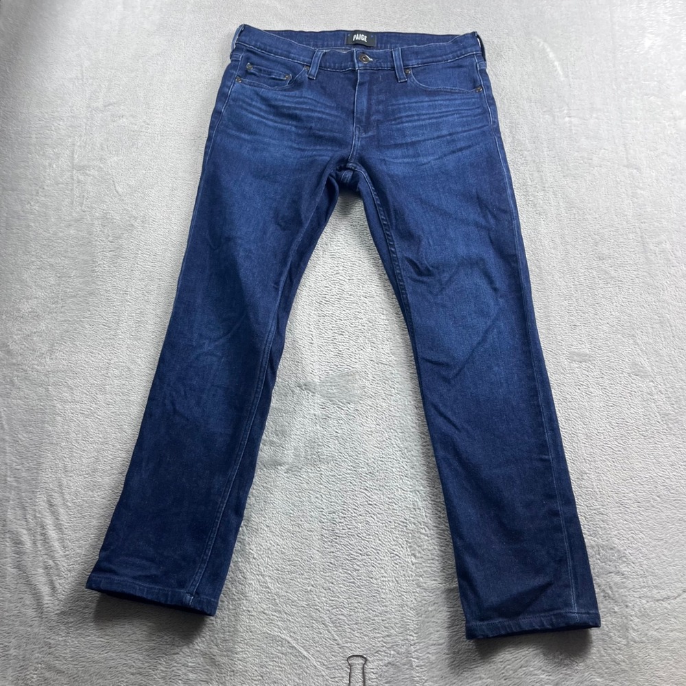 Paige Lennox Slim Fit Jeans Mens 30 Dark Indigo Blue Stretch Denim Pants